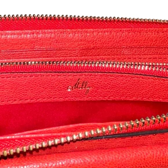 Milly Red Leather Long Wallet Classic 8" x 4" - Picture 6 of 13